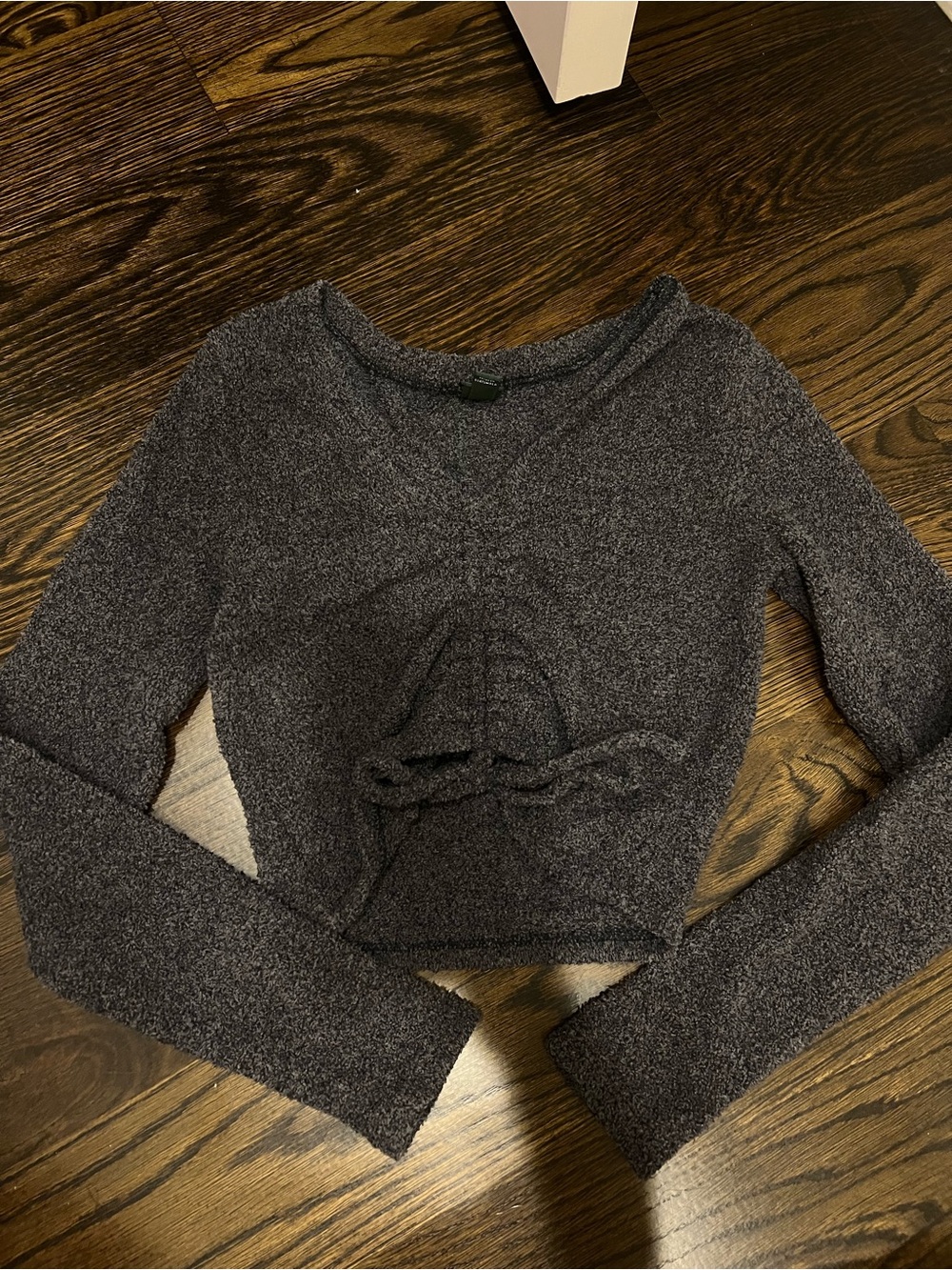 wild fable Charcoal Twist-Front V-Neck Sweater